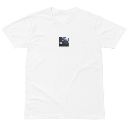 Maple Abstraction Botanical B&W Art – Premium T-Shirt, White, Front View