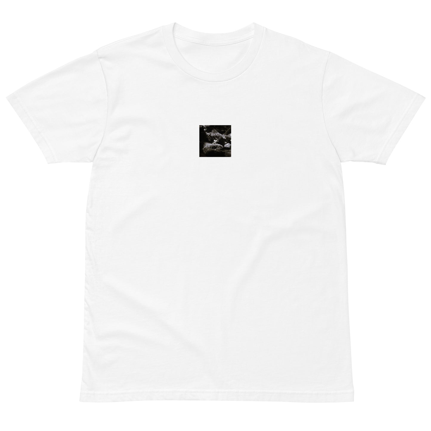 Plant on a Rock (B&W) Art – Premium T-Shirt, White, Front View
