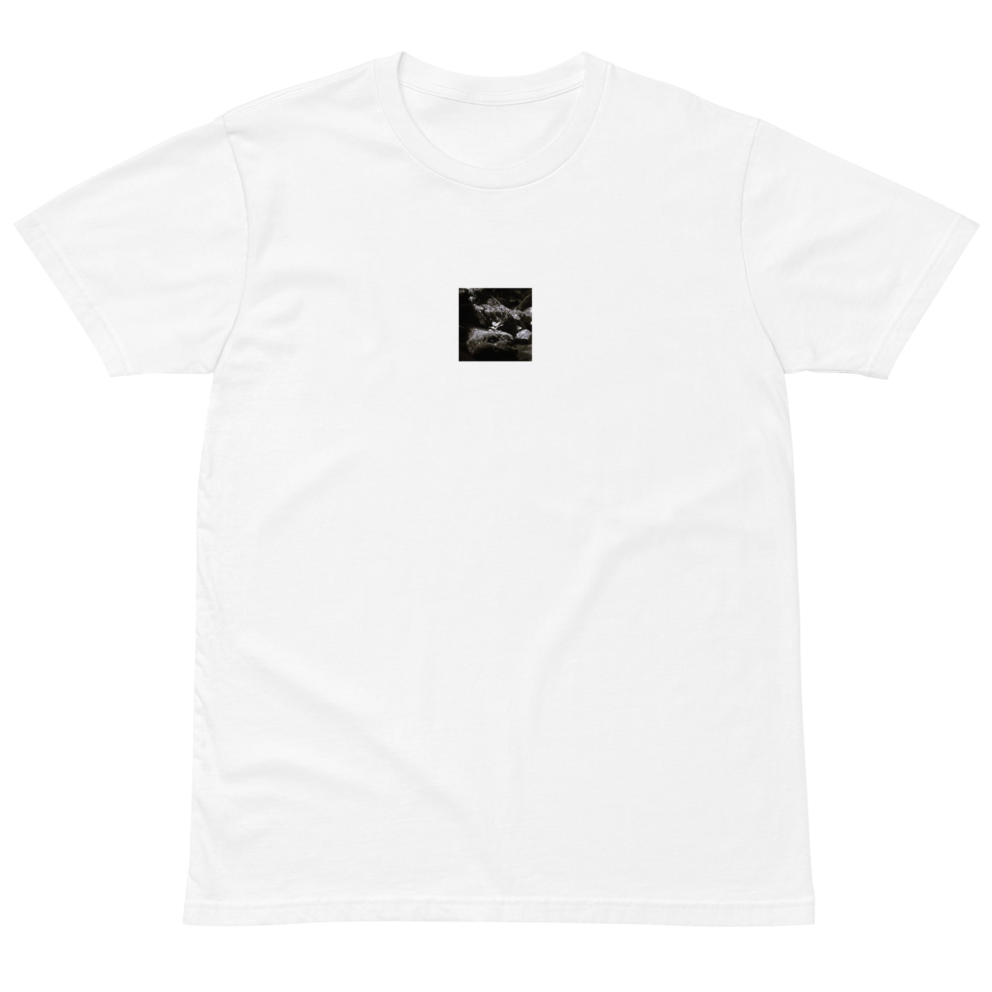 Plant on a Rock (B&W) Art – Premium T-Shirt, White, Front View