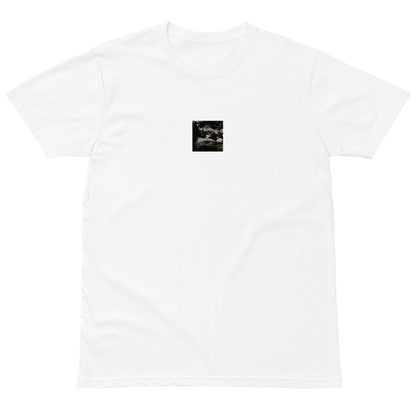 Plant on a Rock (B&W) Art – Premium T-Shirt, White, Front View