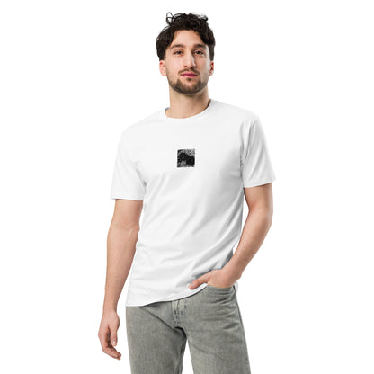 Cherry Blossoms (B&W) Art – Premium T-Shirt, White, Front View