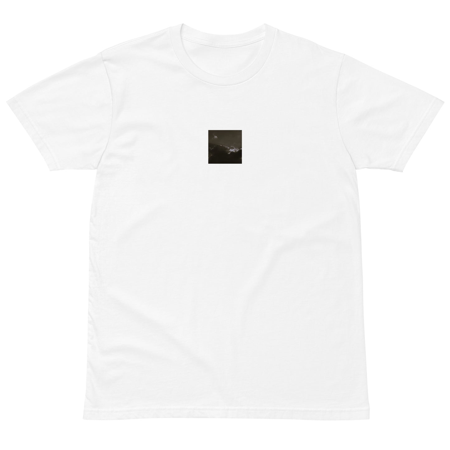 Light Rays through Clouds (B&W) - Premium T-Shirt, White, Front View