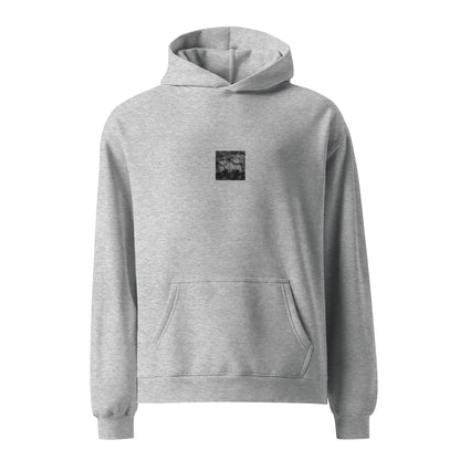 【Athletic Heather】
Minimalist mode style oversized athletic heather hoodie with a 'plants' black and white botanical art print on the front / モードストリート系オーバーサイズパーカー（アスレチックヘザー）、フロントに「植物」のモノクロアートプリント（プルオーバー）
