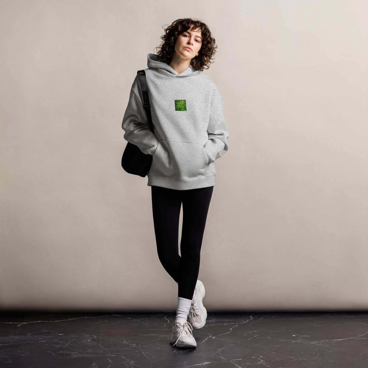 Botanical Plant Art – Unisex Oversized Hoodie, Athletic Heather, Front View
