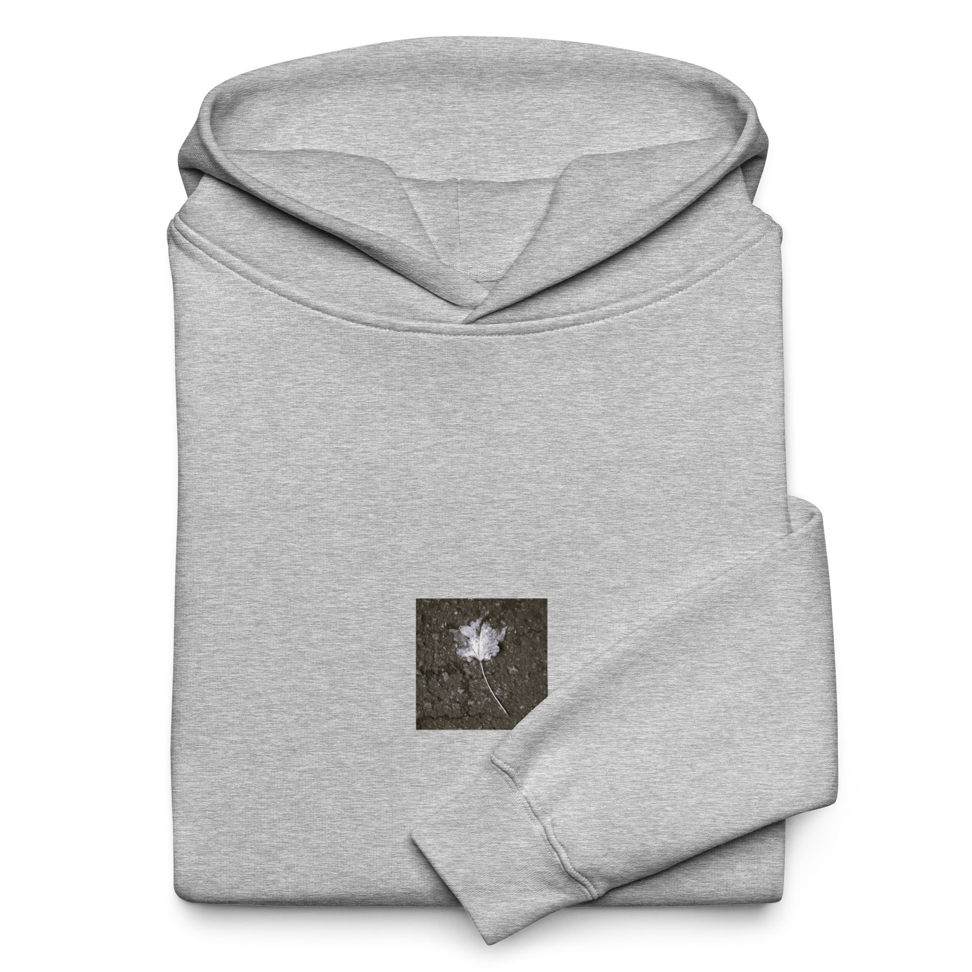 Maple Leaf Botanical B&W Art – Unisex Oversized Hoodie, Athletic Heather, Front View