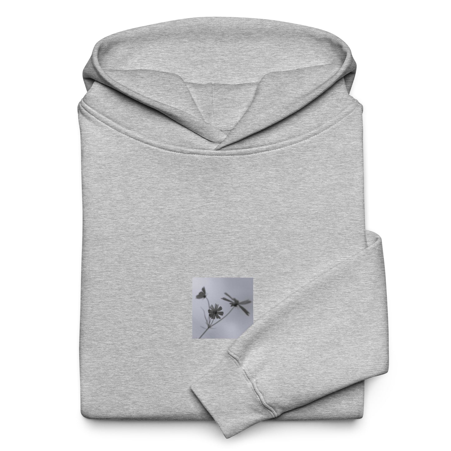 Three Cosmos Flowers Botanical B&W Art – Unisex Oversized Hoodie, Athletic Heather, Front View