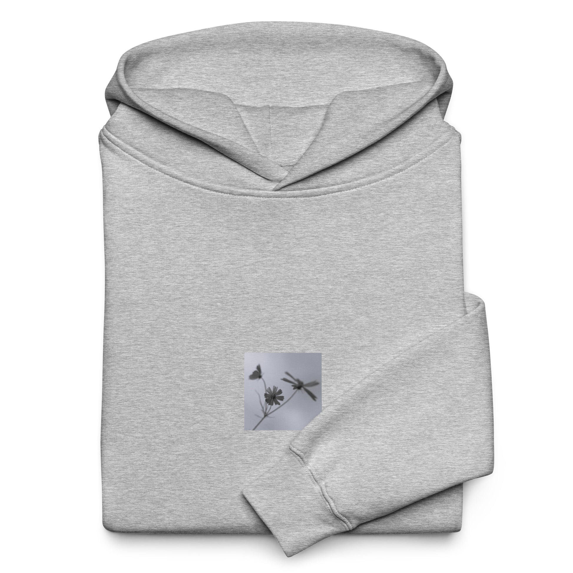 Three Cosmos Flowers Botanical B&W Art – Unisex Oversized Hoodie, Athletic Heather, Front View