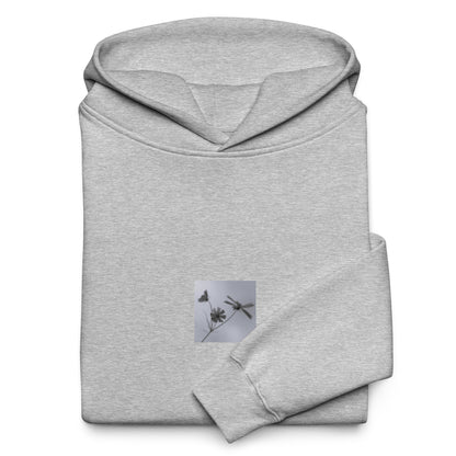 Three Cosmos Flowers Botanical B&W Art – Unisex Oversized Hoodie, Athletic Heather, Front View