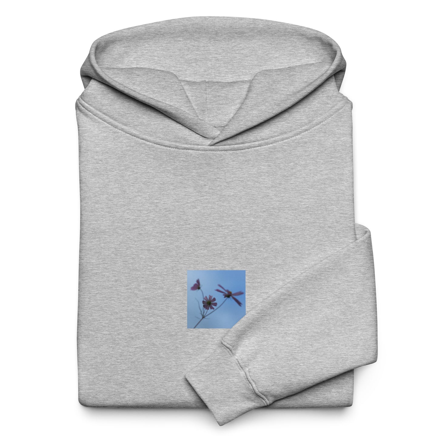 Three Cosmos Flowers Botanical Art – Unisex Oversized Hoodie, Athletic Heather, Front View