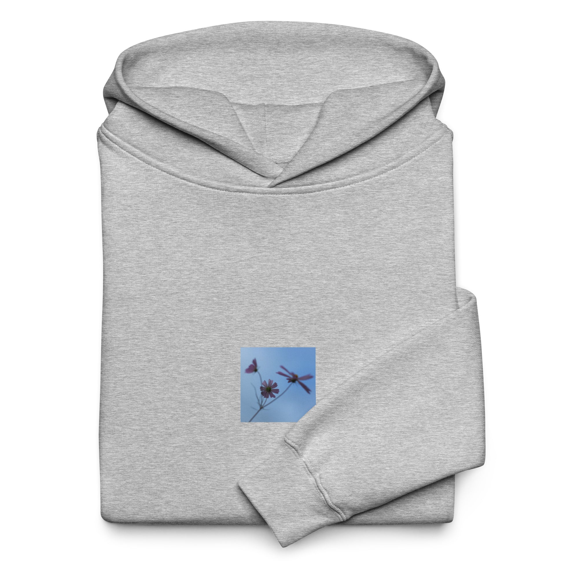Three Cosmos Flowers Botanical Art – Unisex Oversized Hoodie, Athletic Heather, Front View