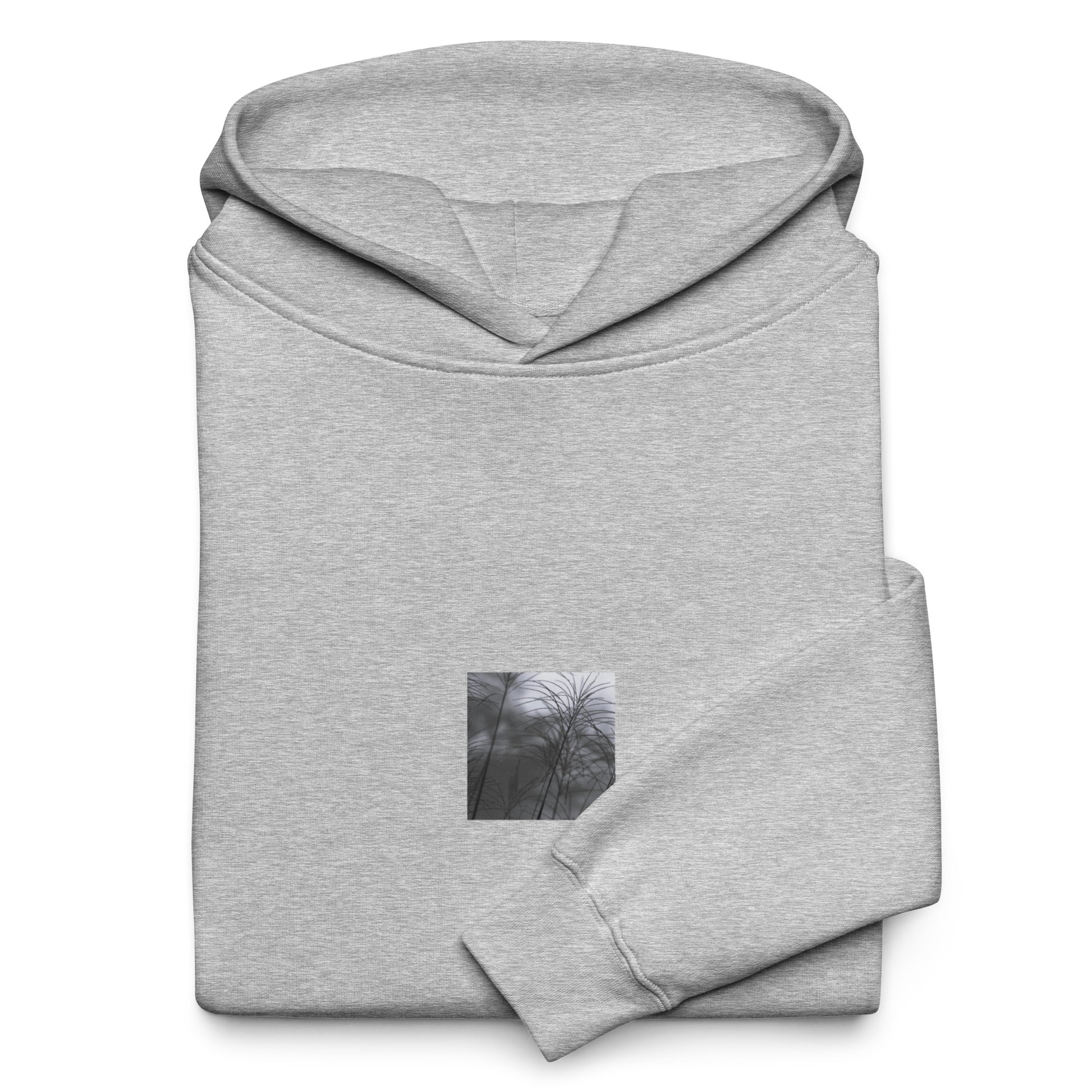 Silver Grass Cluster Botanical B&W Art – Unisex Oversized Hoodie, Athletic Heather, Front View