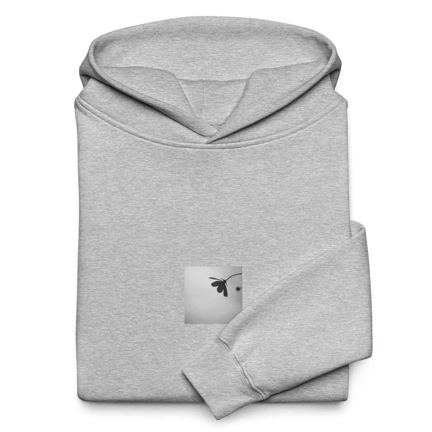 Cosmos Flower Botanical B&W Art – Unisex Oversized Hoodie, Athletic Heather, Front View