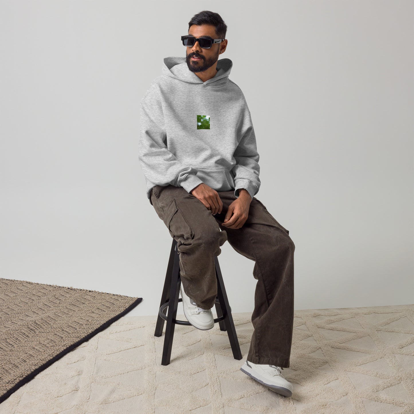 Maple Abstraction Botanical Art – Unisex Oversized Hoodie, Athletic Heather, Front View