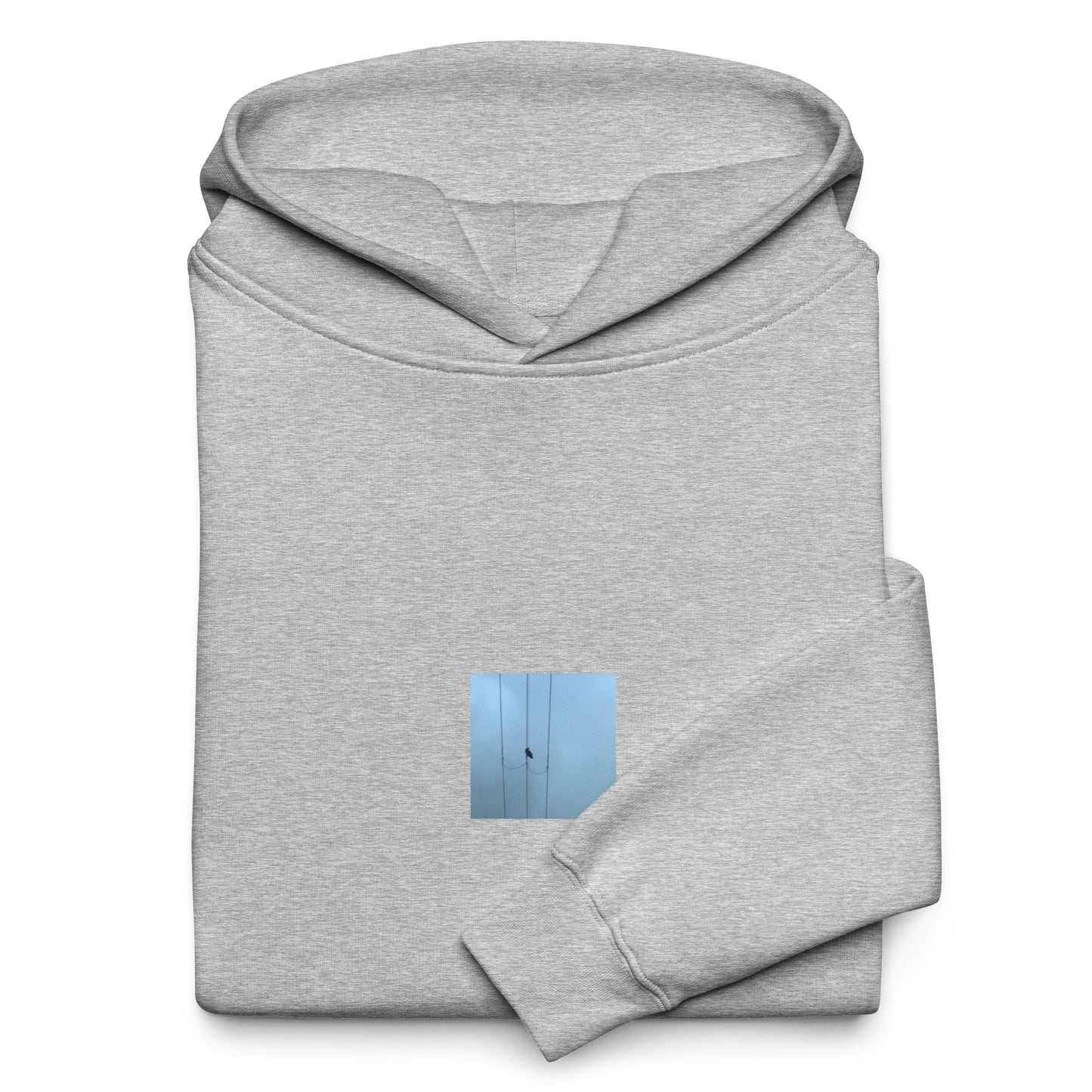 Crow and Power Lines Art – Unisex Oversized Hoodie, Athletic Heather, Front View