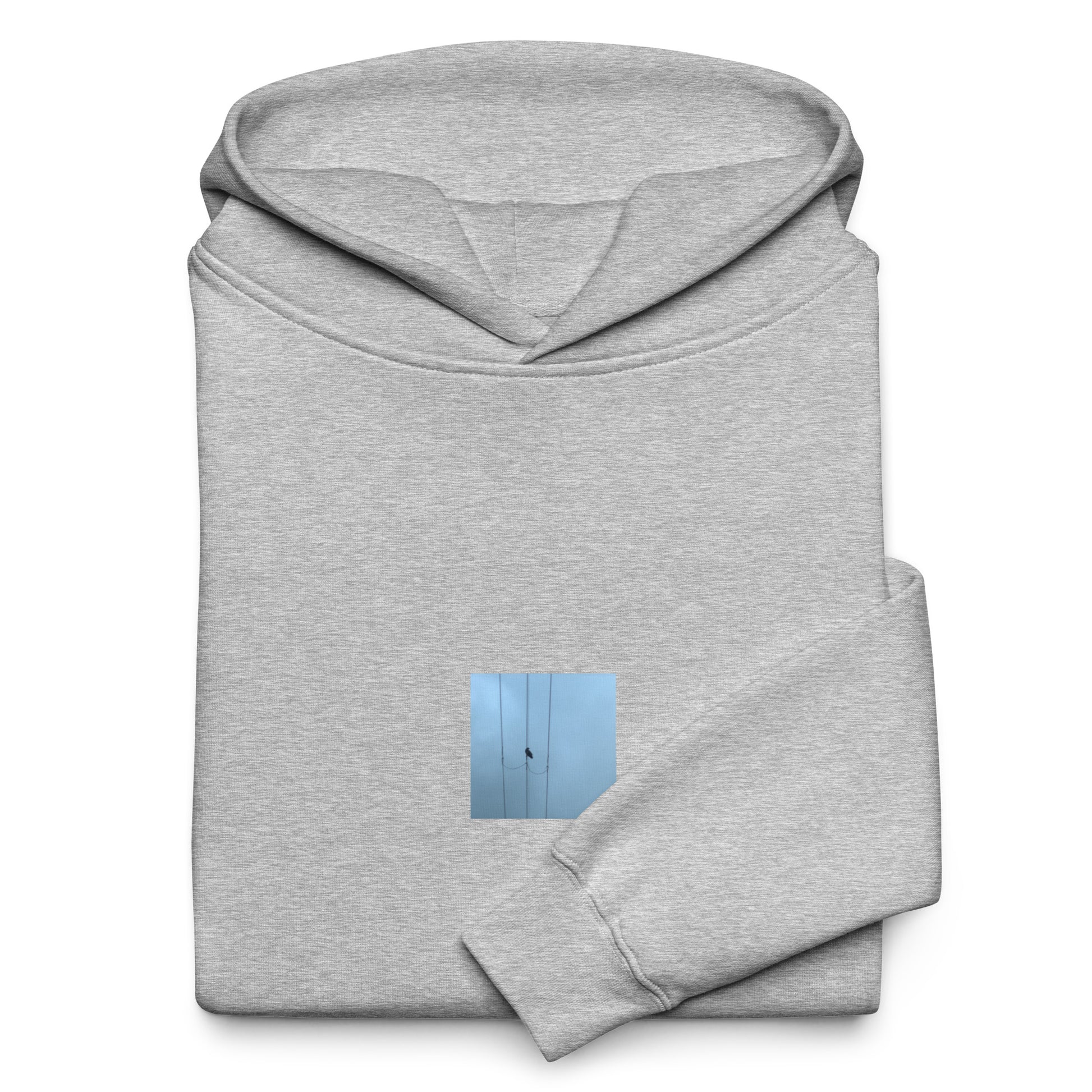 Crow and Power Lines Art – Unisex Oversized Hoodie, Athletic Heather, Front View