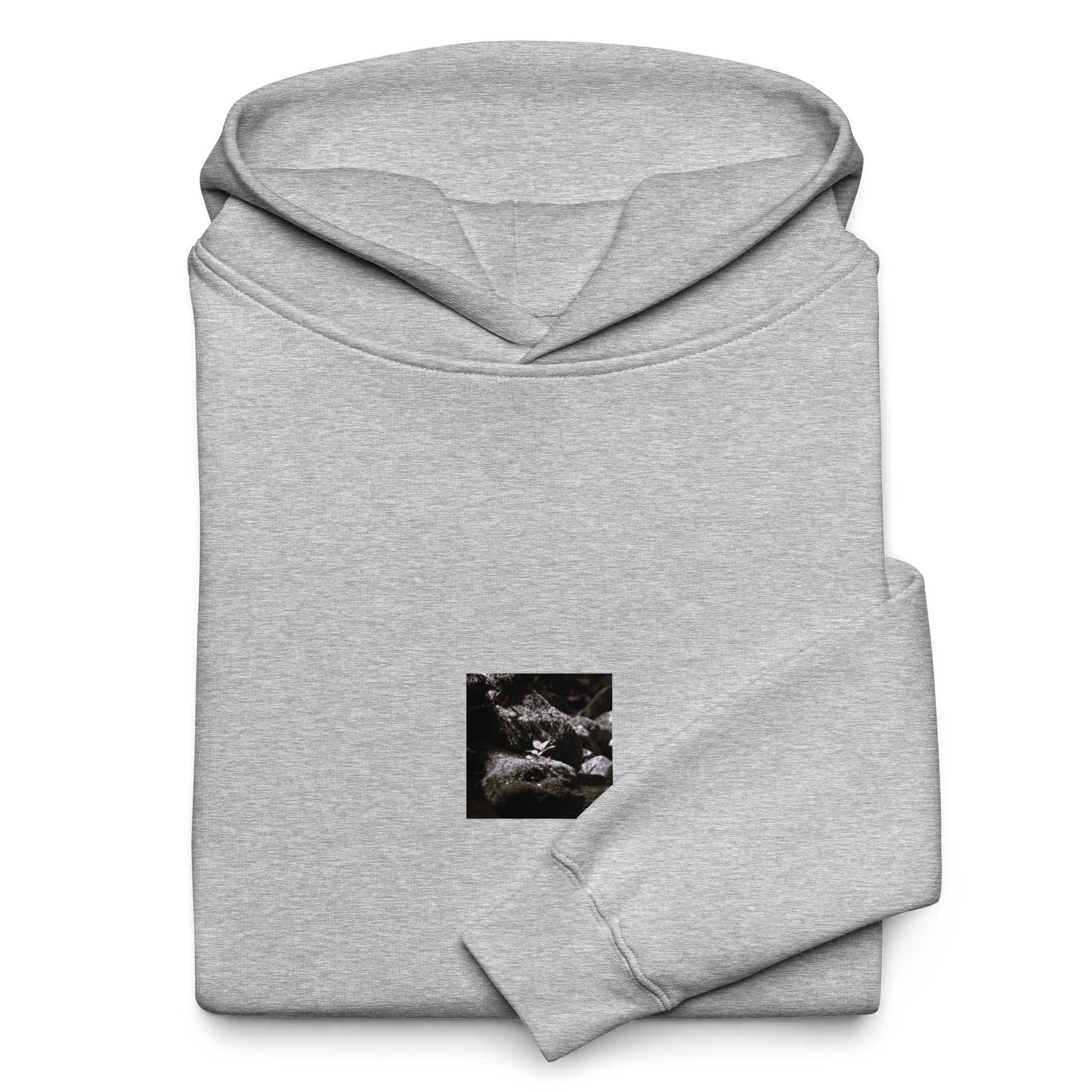 Plant on a Rock (B&W) Art – Unisex Oversized Hoodie, Athletic Heather, Front View