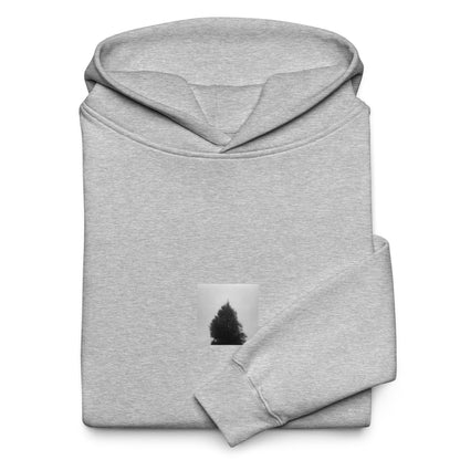 Fog and Tree (B&W) Art – Unisex Oversized Hoodie, Athletic Heather, Front View