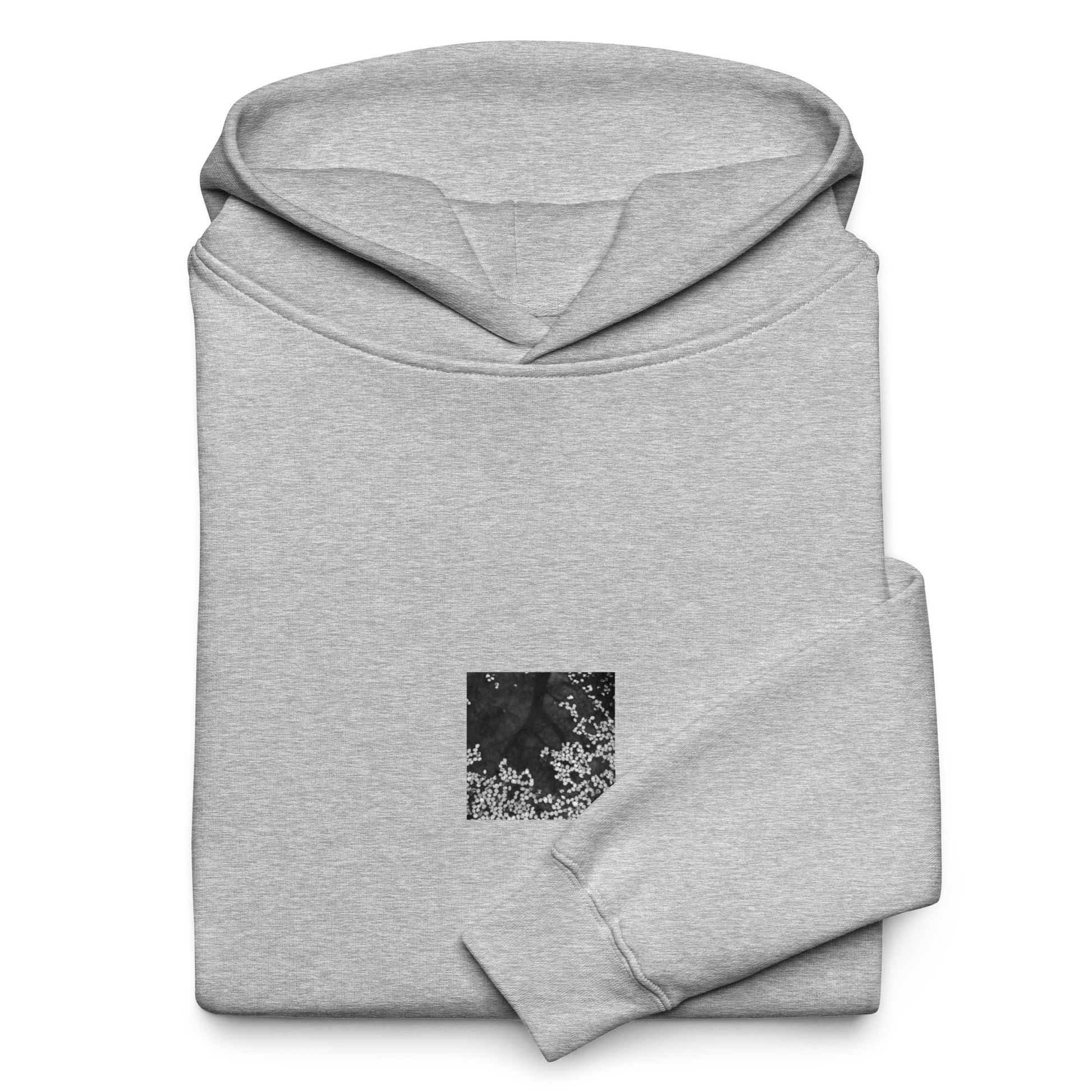 Cherry Blossom Petals on Water Surface (B&W) - Oversized Hoodie, Athletic Heather, Front View