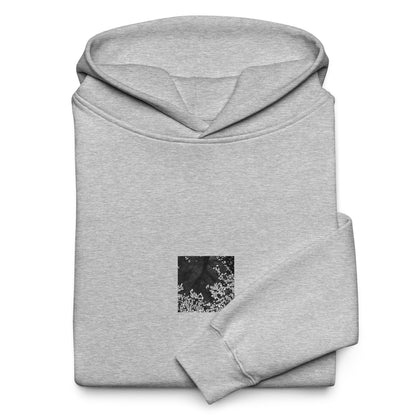 Cherry Blossom Petals on Water Surface (B&W) - Oversized Hoodie, Athletic Heather, Front View