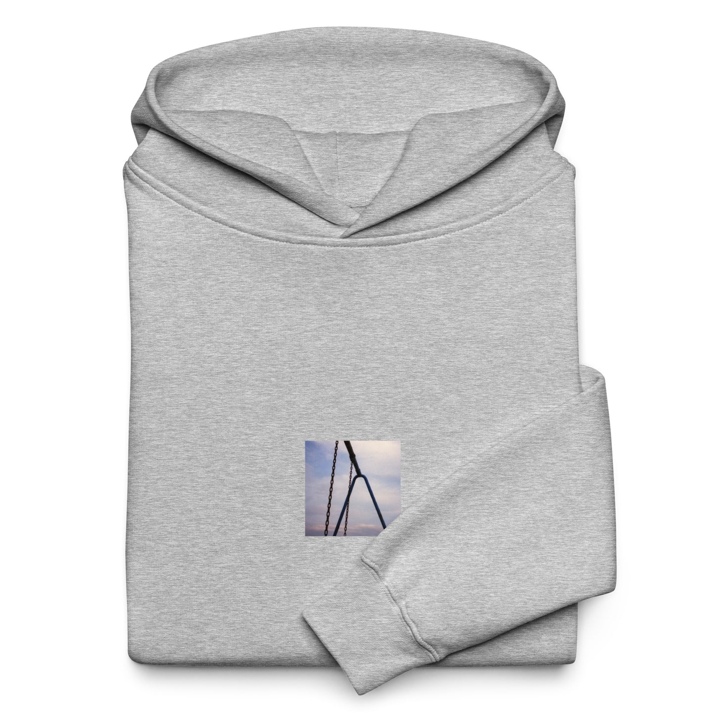 【Athletic Heather】
Minimalist mode streetwear oversized athletic heather hoodie with a playground swing photo print on the front / モードストリート系オーバーサイズパーカー（アスレチックヘザー）、フロントに公園のブランコの写真プリント