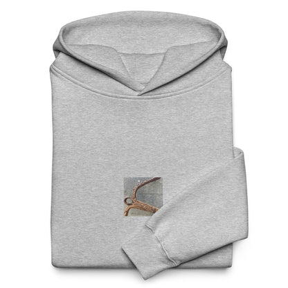 Minimalist streetwear style oversized hoodie in athletic heather featuring the 'Anchor' photo art on the front. / モードストリート系オーバーサイズフーディー（アスレチックヘザー）フロントに「アンカー（錨）」のフォトアートを配したデザイン。