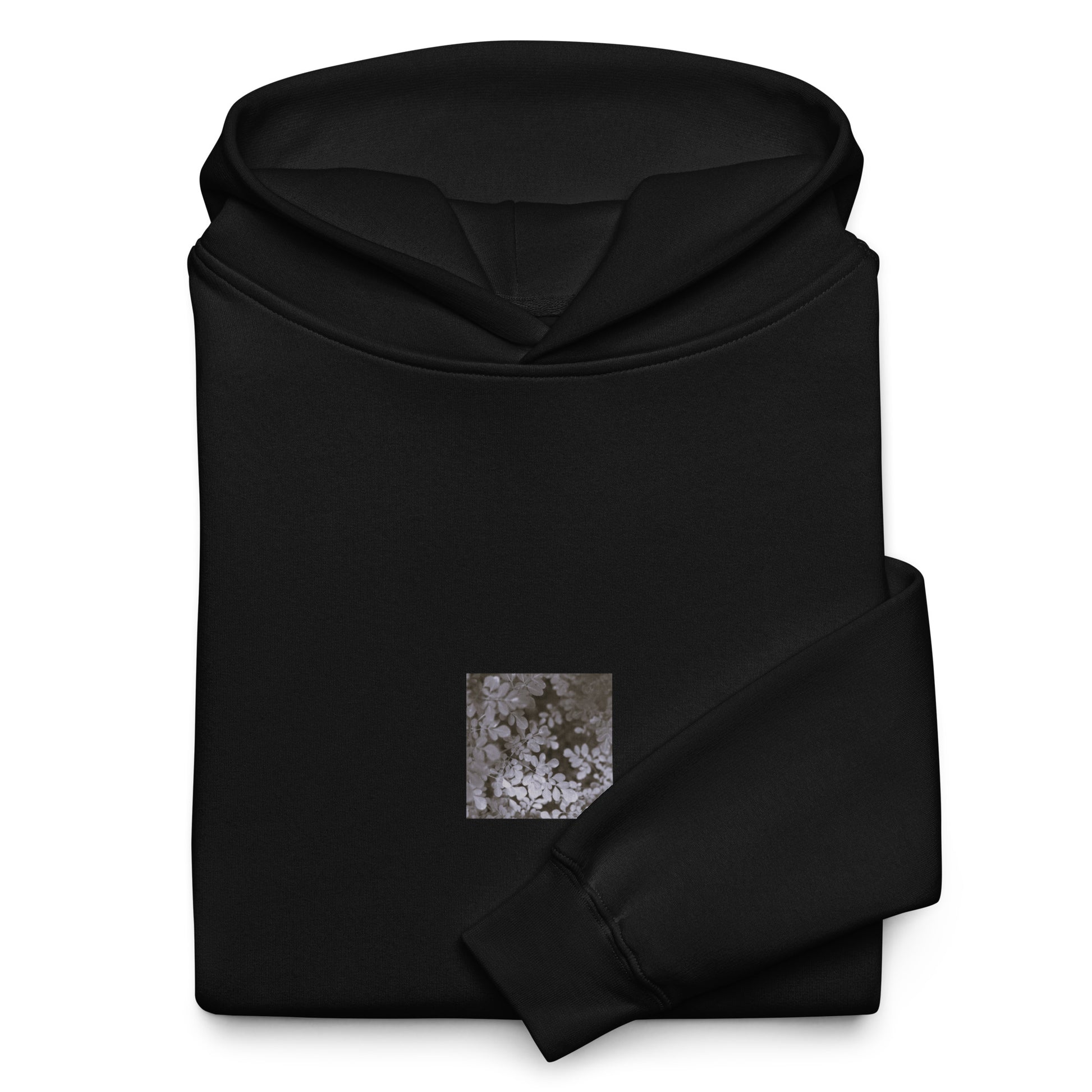 Matsukazesou Botanical B&W Art – Unisex Oversized Hoodie, Black, Front View