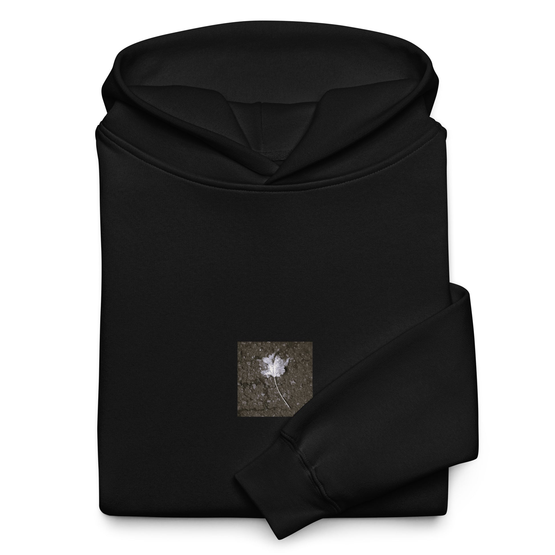Maple Leaf Botanical B&W Art – Unisex Oversized Hoodie, Black, Front View