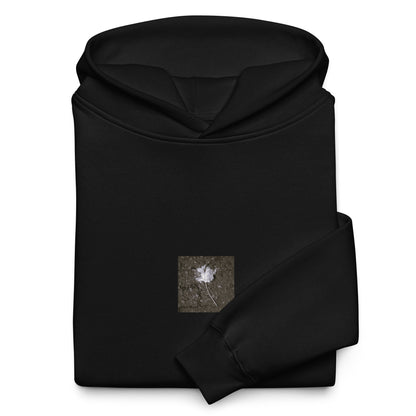 Maple Leaf Botanical B&W Art – Unisex Oversized Hoodie, Black, Front View