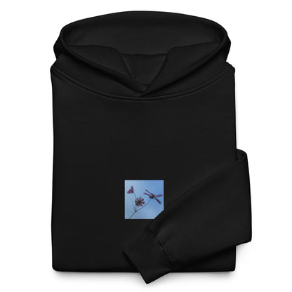 Three Cosmos Flowers Botanical Art – Unisex Oversized Hoodie, Black, Front View