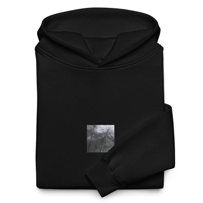 Silver Grass Cluster Botanical B&W Art – Unisex Oversized Hoodie, Black, Front View