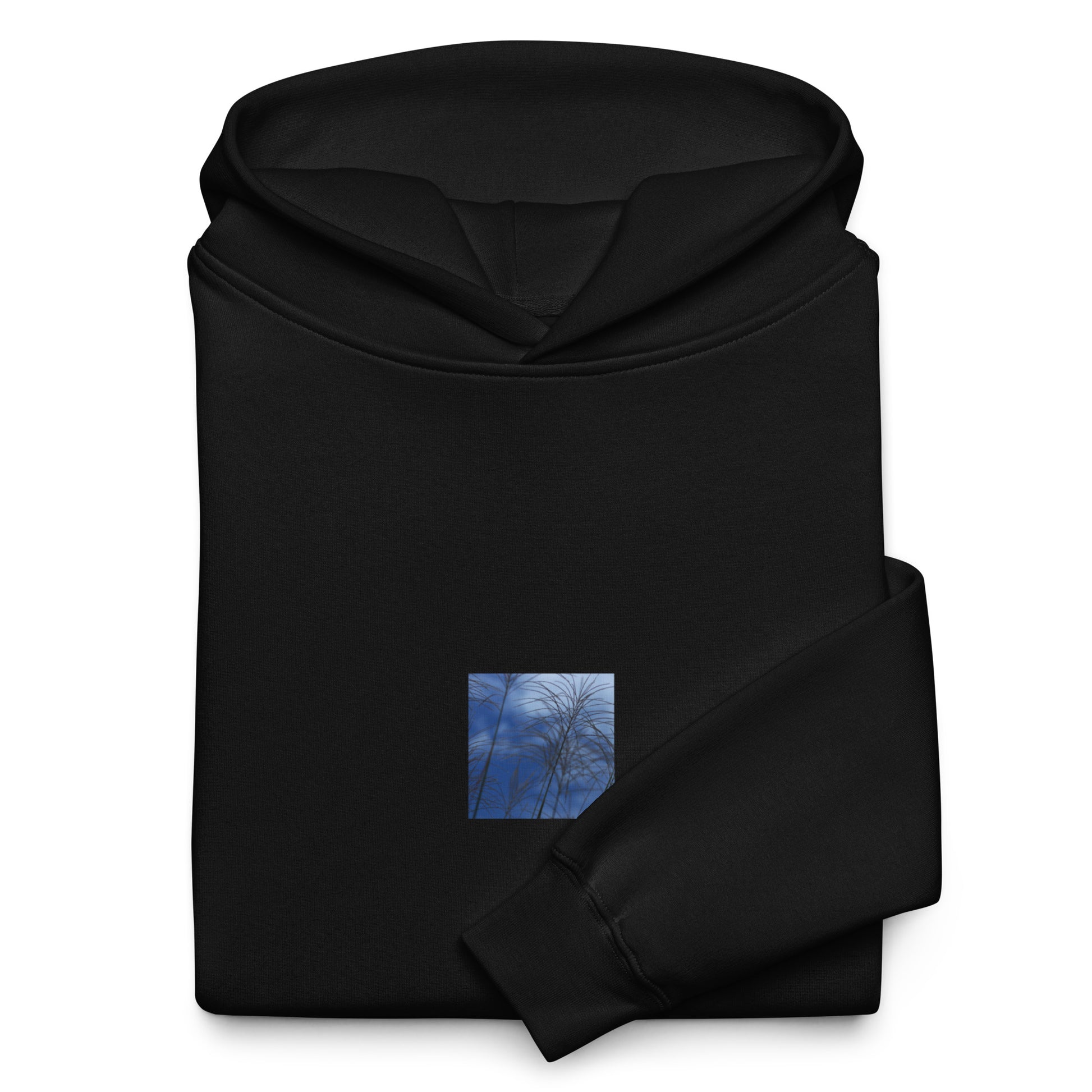 Silver Grass Cluster Botanical Art – Unisex Oversized Hoodie, Black, Front View