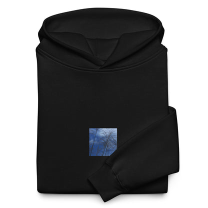 Silver Grass Cluster Botanical Art – Unisex Oversized Hoodie, Black, Front View