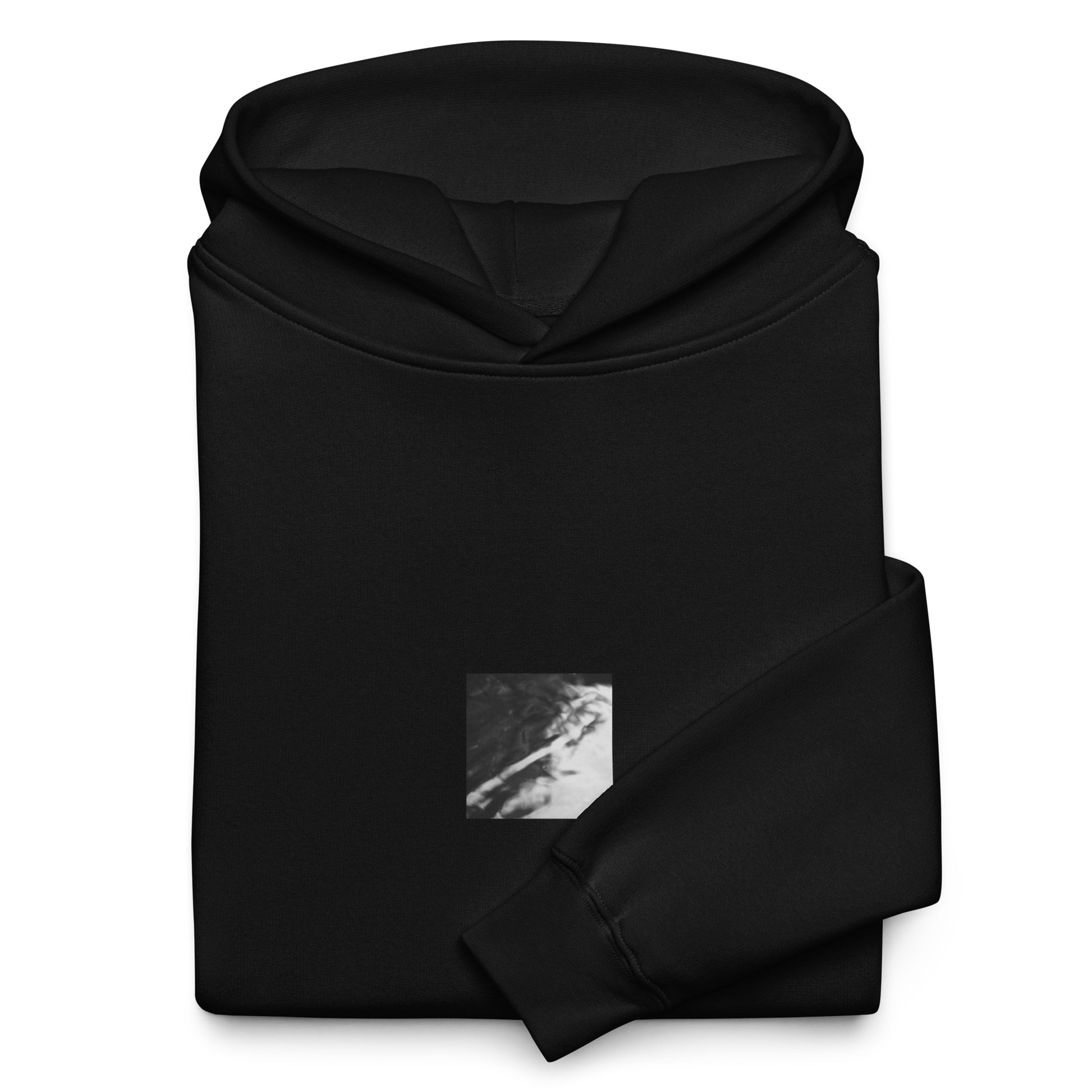 River Surface Botanical B&W Art – Unisex Oversized Hoodie, Black, Front View