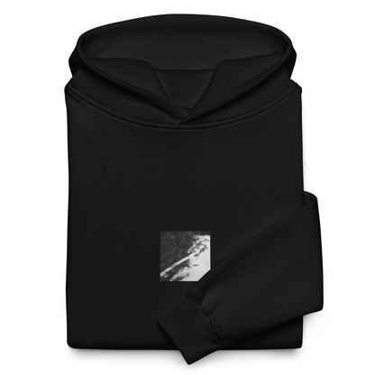 River Surface Botanical B&W Art – Unisex Oversized Hoodie, Black, Front View