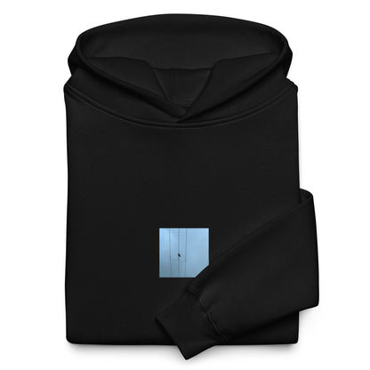 Crow and Power Lines Art – Unisex Oversized Hoodie, Black, Lifestyle View