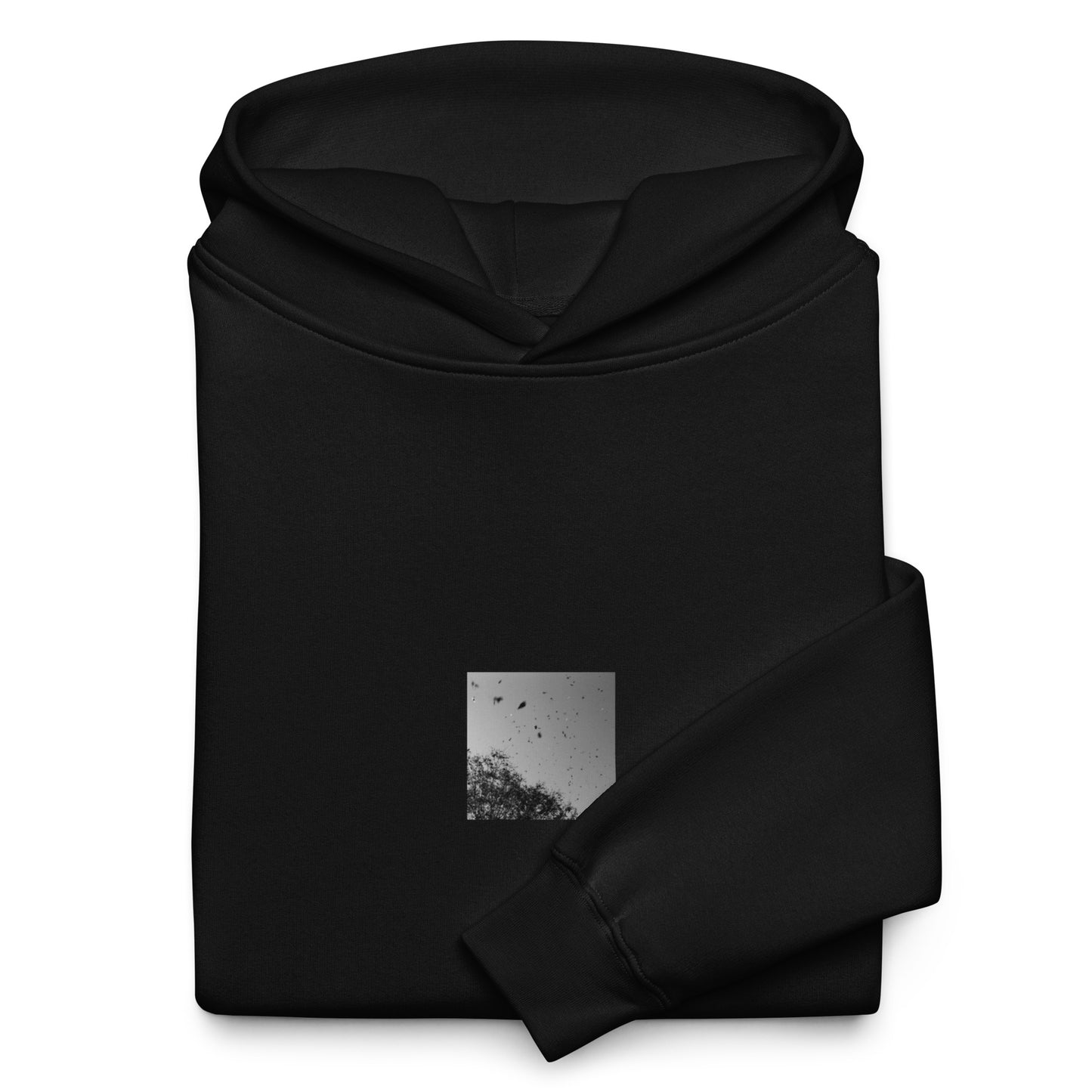 Leaves Dancing in Wind (B&W) - Oversized Hoodie Black