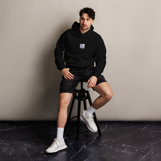【Black】
Minimalist mode streetwear oversized black hoodie with a playground swing photo print on the front / モードストリート系オーバーサイズパーカー（ブラック）、フロントに公園のブランコの写真プリント