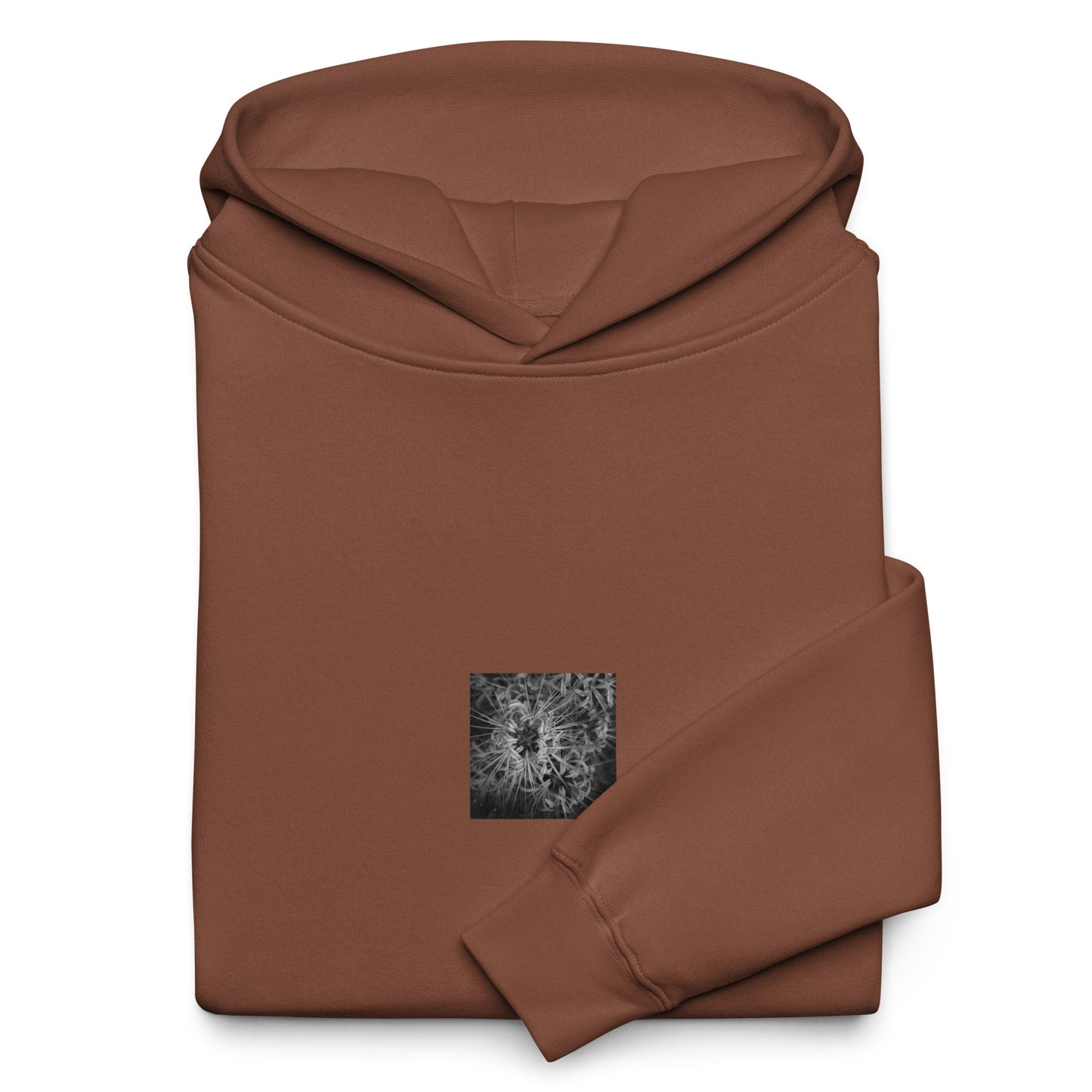 Red Spider Lily B&W Art – Unisex Oversized Hoodie, Chestnut, Front View