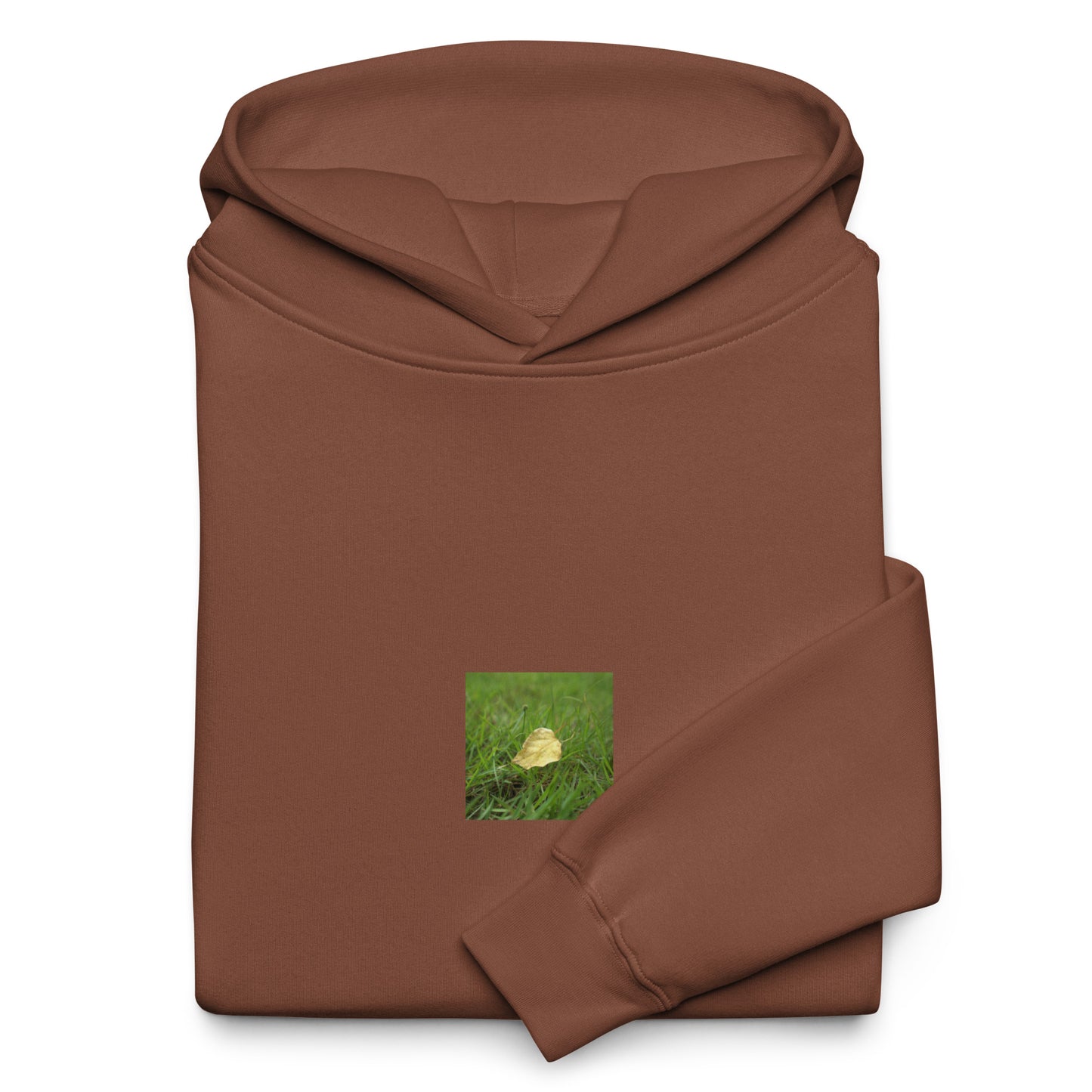 Yellow Fallen Leaf Botanical Art – Unisex Oversized Hoodie, Chestnut, Front View