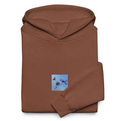 Three Cosmos Flowers Botanical Art – Unisex Oversized Hoodie, Chestnut, Front View
