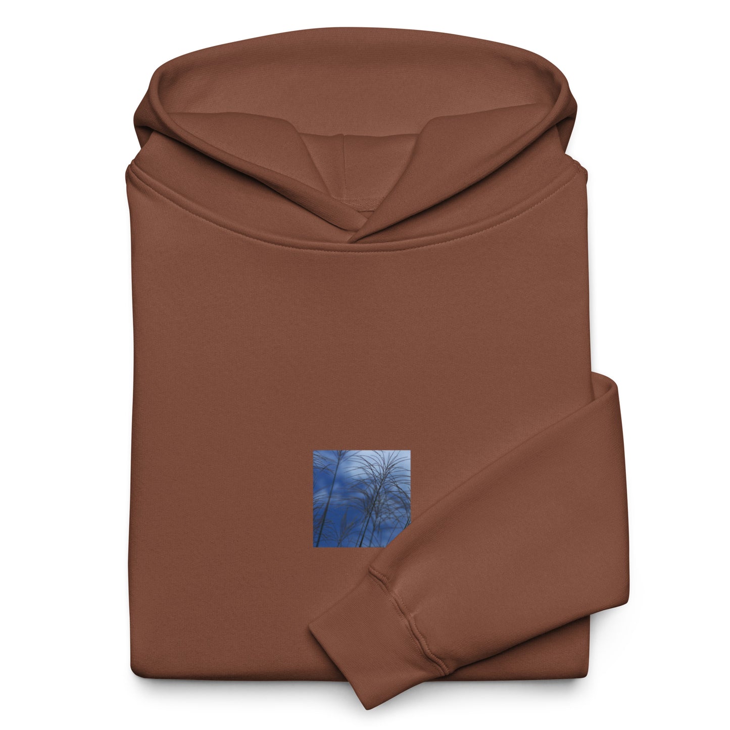 Silver Grass Cluster Botanical Art – Unisex Oversized Hoodie, Chestnut, Front View