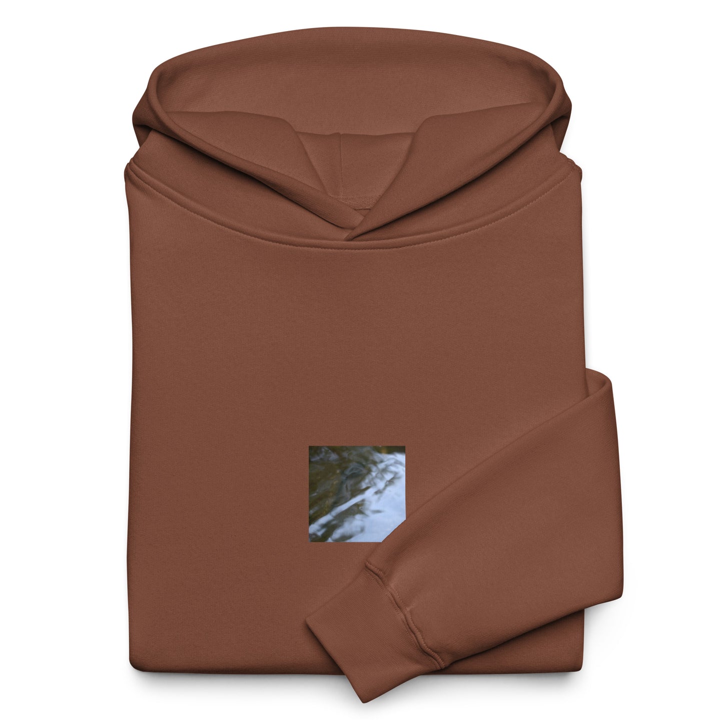 River Surface Botanical Art – Unisex Oversized Hoodie, Chestnut, Front View