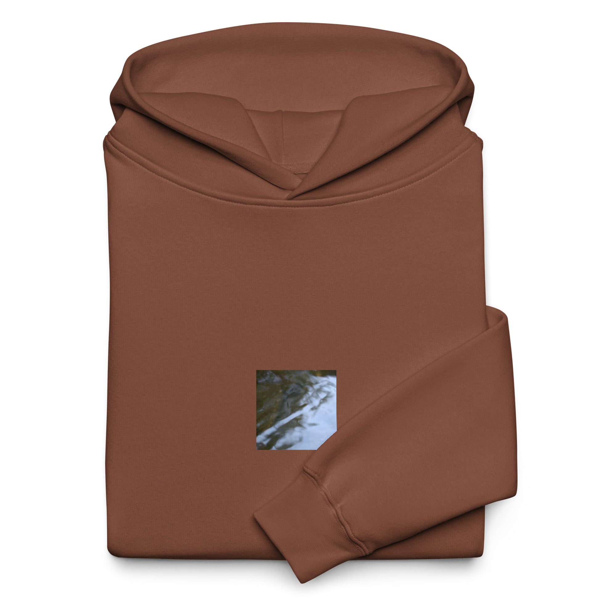 River Surface Botanical Art – Unisex Oversized Hoodie, Chestnut, Front View