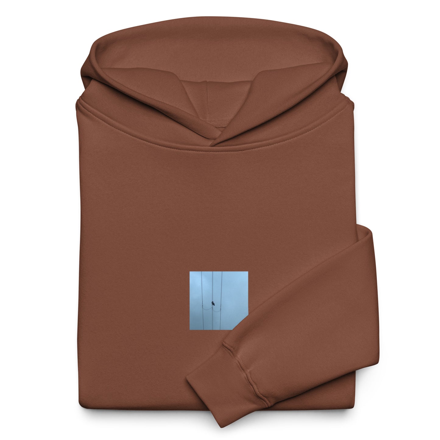 Crow and Power Lines Art – Unisex Oversized Hoodie, Chestnut, Front View