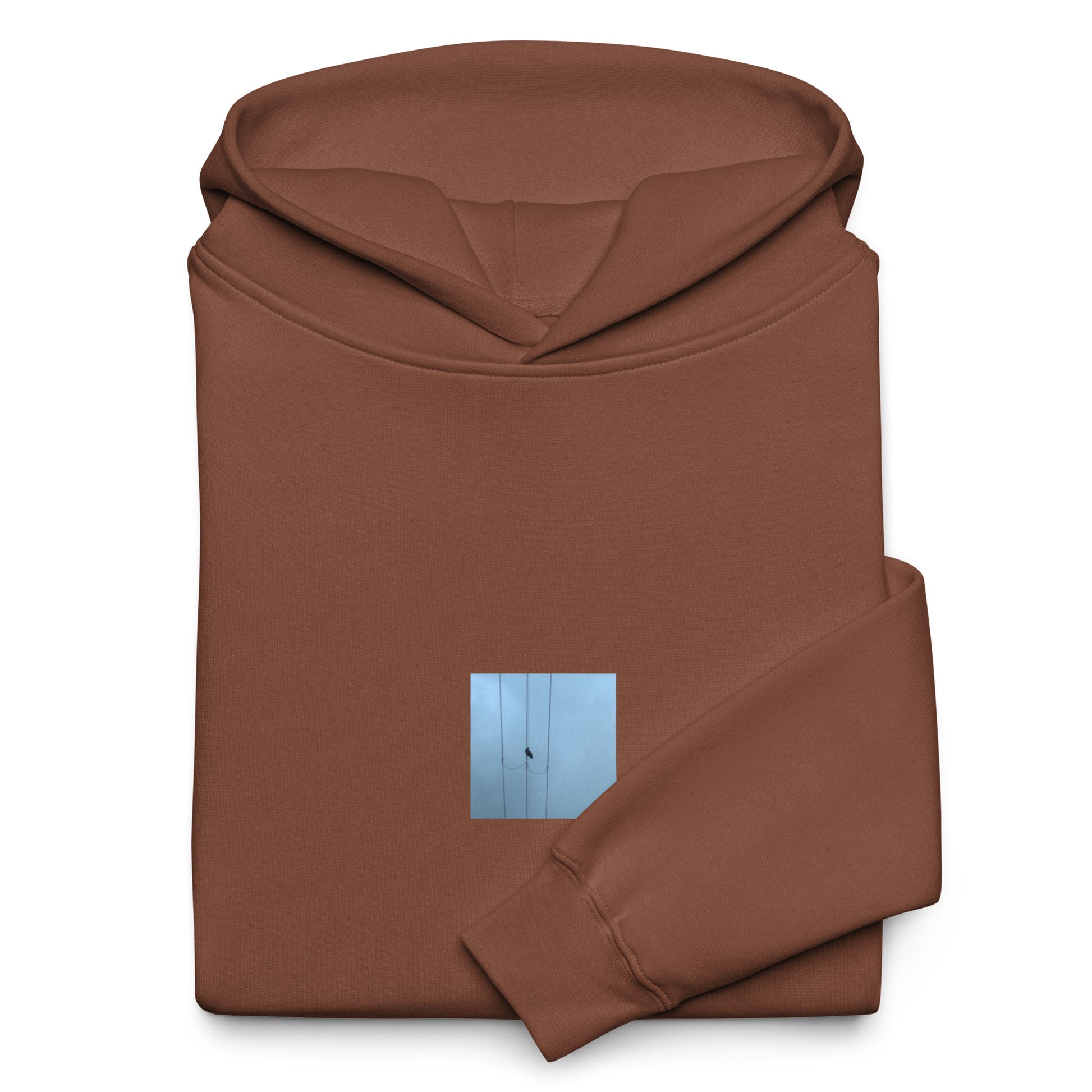 Crow and Power Lines Art – Unisex Oversized Hoodie, Chestnut, Front View