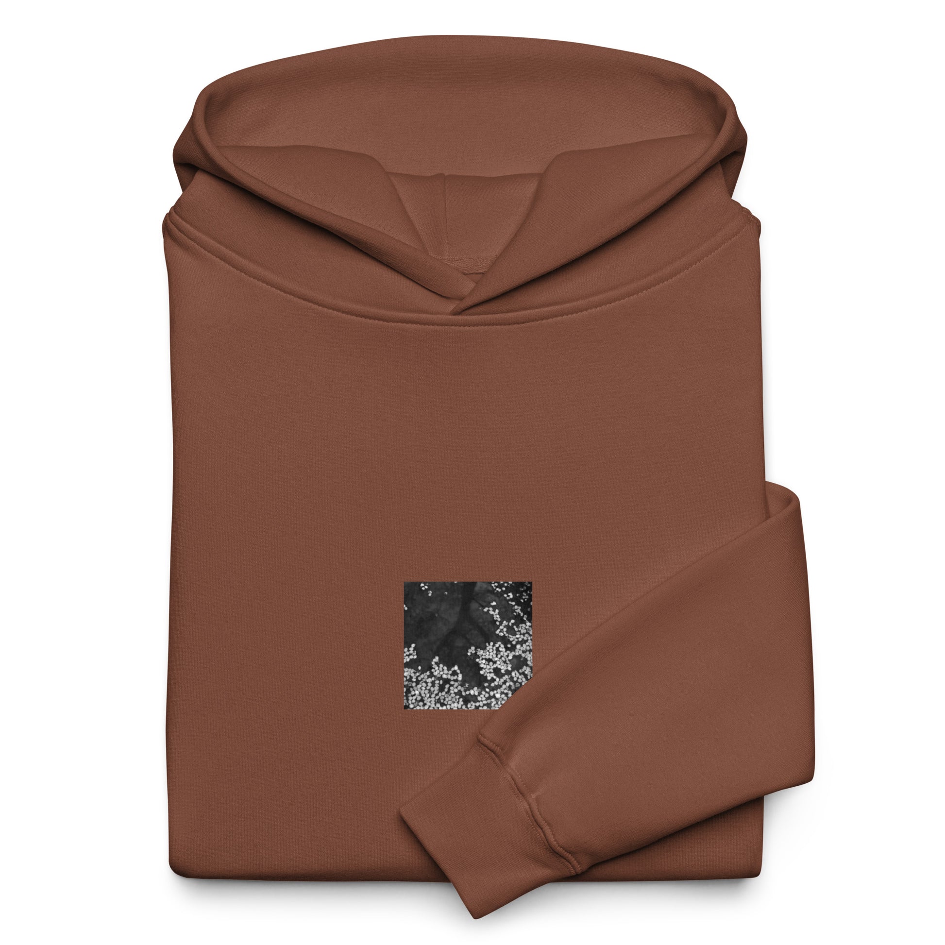 Cherry Blossom Petals on Water Surface (B&W) - Oversized Hoodie, Chestnut, Front View