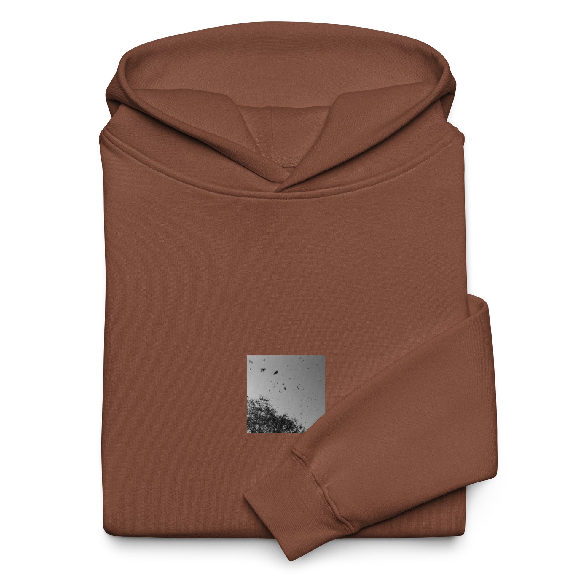 Leaves Dancing in Wind (B&W) - Oversized Hoodie Chestnut