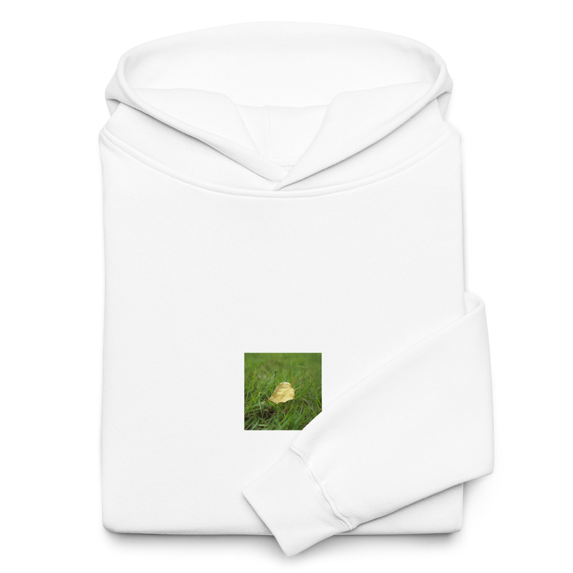 Yellow Fallen Leaf Botanical Art – Unisex Oversized Hoodie, White, Front View