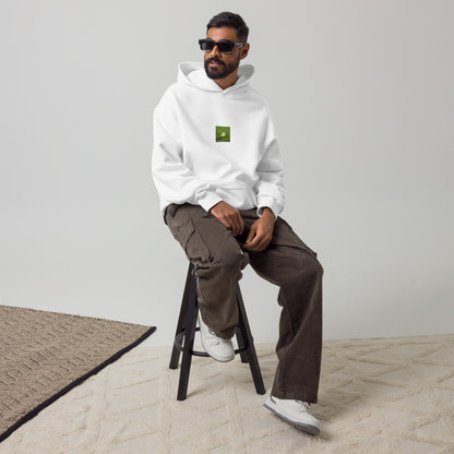 Yellow Fallen Leaf Botanical Art – Unisex Oversized Hoodie, White, Front View