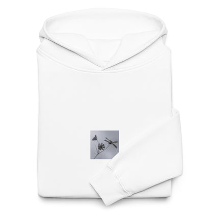 Three Cosmos Flowers Botanical B&W Art – Unisex Oversized Hoodie, White, Front View